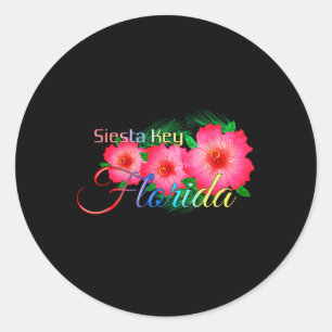 Siesta Key Florida Tropical Flowers Family Vacatio Classic Round Sticker