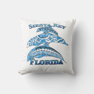 Siesta Key Florida Vacation Tribal Dolphins Cushion