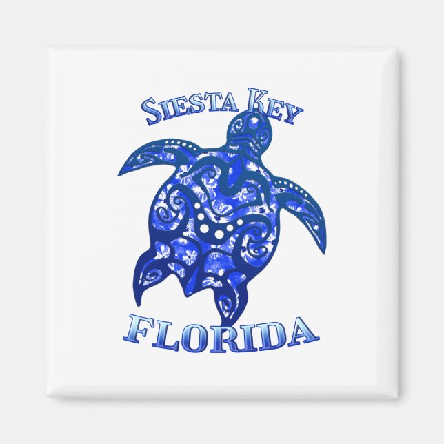 Siesta Key Florida Vacation Tribal Turtle Magnet (Front)