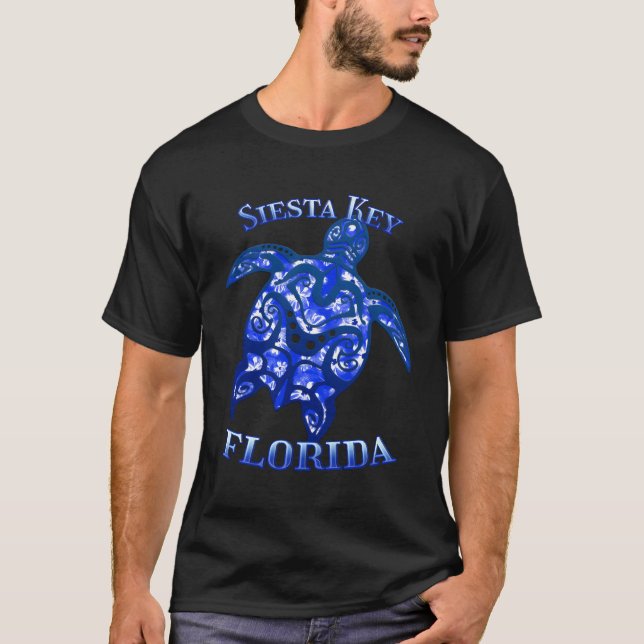 Siesta Key Florida Vacation Tribal Turtle T-Shirt (Front)
