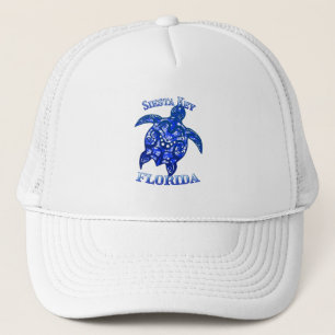 Siesta Key Florida Vacation Tribal Turtle Trucker Hat