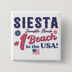 Siesta Key Florida Vintage Souvenir FL Retro Beach 15 Cm Square Badge