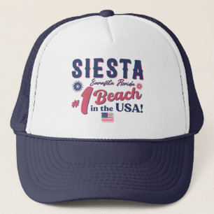 Siesta Key Florida Vintage Souvenir FL Retro Beach Trucker Hat