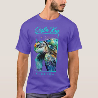 Siesta Key Florida Watercolor Sea Turtle Portrait T-Shirt