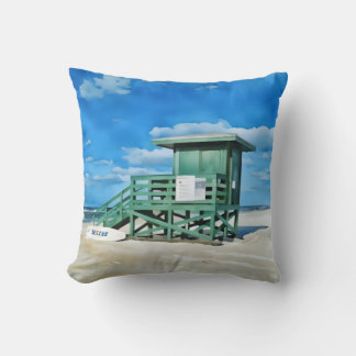 Siesta Key Green LifeGuard Tower Pillow