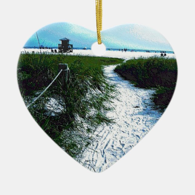 Siesta Keys Beach in Soft Plastic Photography Ceramic Tree Decoration (Front)