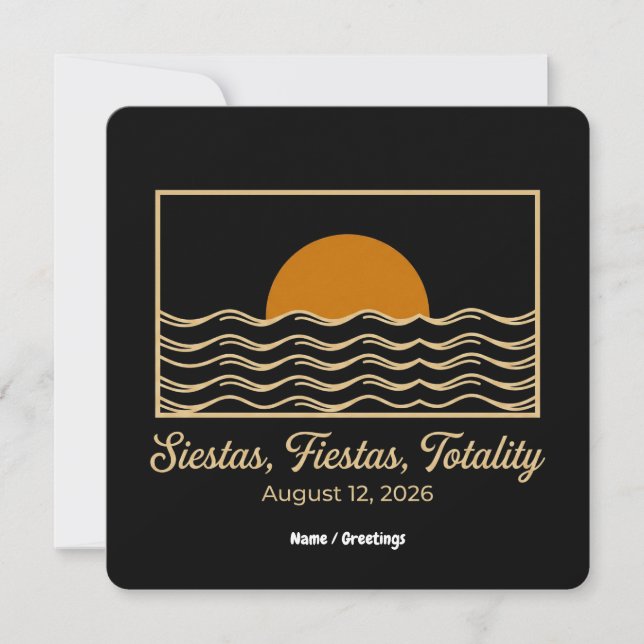 Siestas Fiestas Totality Spain Solar Eclipse 2026  Invitation (Front)