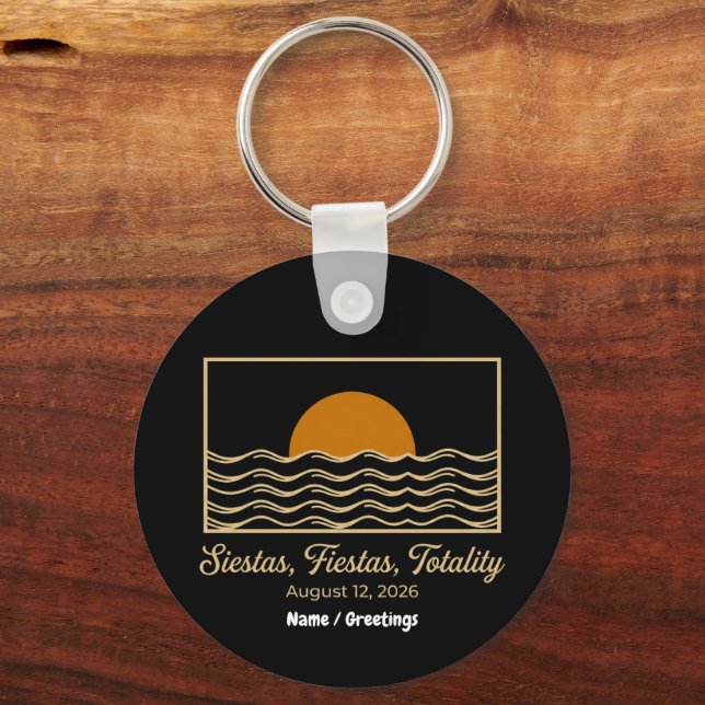Siestas Fiestas Totality Spain Solar Eclipse 2026  Key Ring (Front)