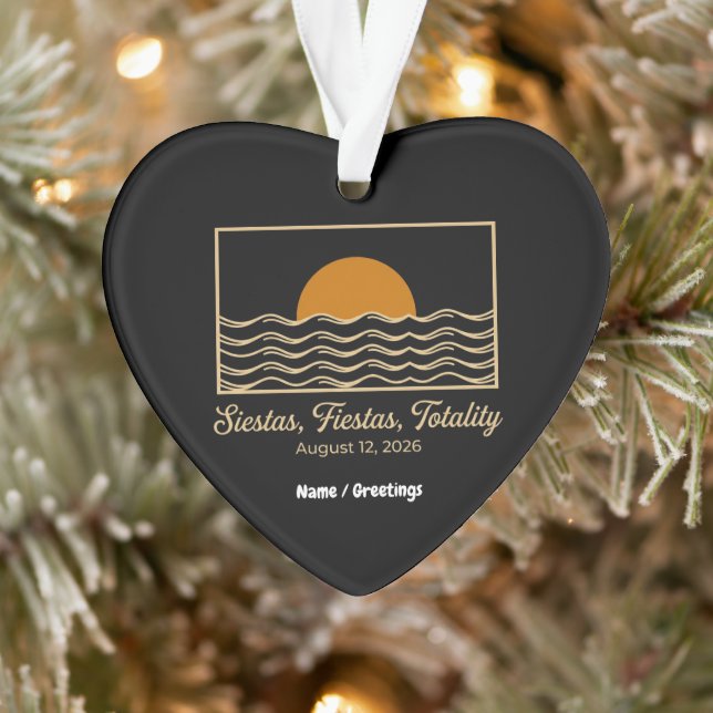 Siestas Fiestas Totality Spain Solar Eclipse 2026  Ornament (Tree)