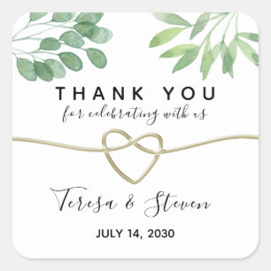 SiEucalyptus Greenery Wedding Thank You Square Sticker