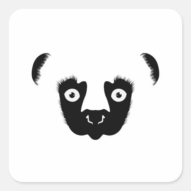 Sifaka Face Silhouette Square Sticker (Front)