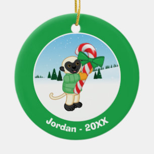 Sifaka Lemur Ceramic Tree Decoration