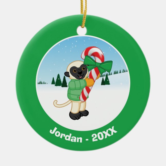 Sifaka Lemur Ceramic Tree Decoration (Front)