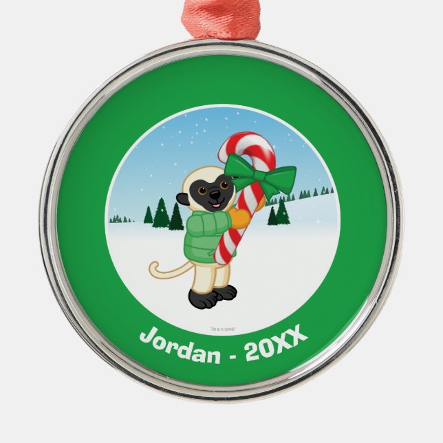 Sifaka Lemur Metal Tree Decoration (Front)