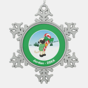 Sifaka Lemur Snowflake Pewter Christmas Ornament