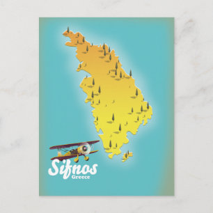 Sifnos Greece retro map Postcard