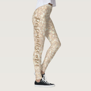 Sifting Sand Peach Brown Glitter CUSTOM TEXT Leggings