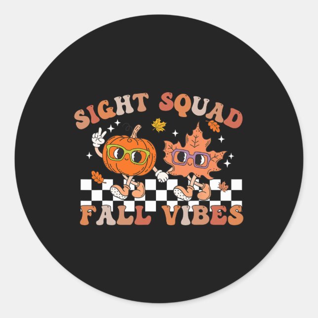 Sight Squad Fall Vibes Pumpkin Fall Leaf Autumn Op Classic Round Sticker (Front)