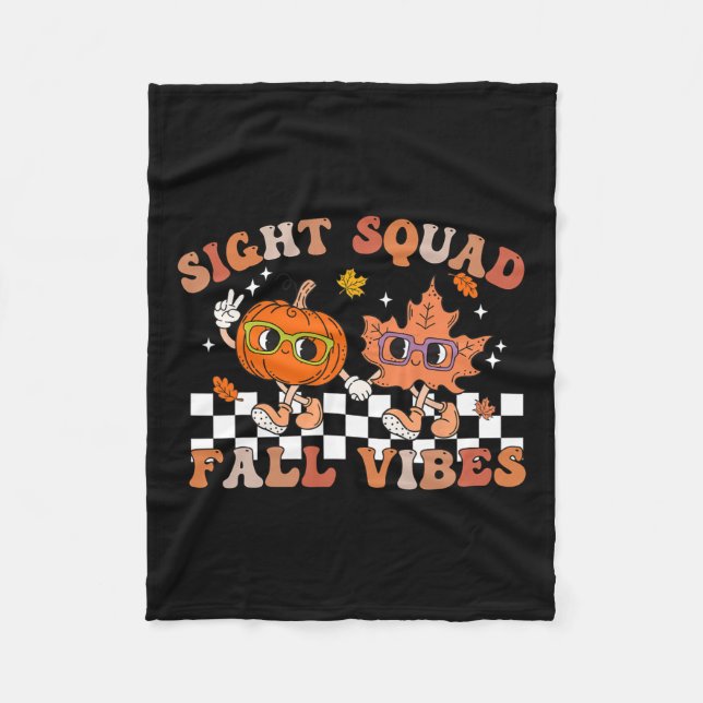 Sight Squad Fall Vibes Pumpkin Fall Leaf Autumn Op Fleece Blanket (Front)