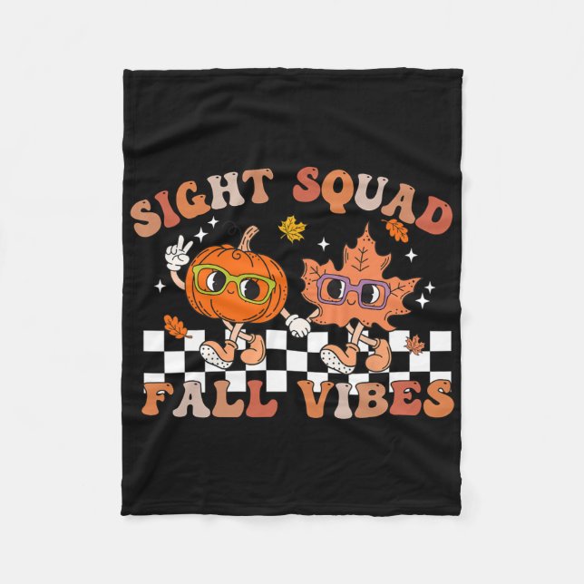 Sight Squad Fall Vibes Pumpkin Fall Leaf Autumn Op Fleece Blanket (Front)