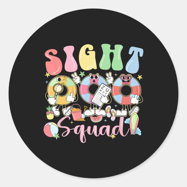Sight Squad Summer Vibes Funny Optometry Ophthalmo Classic Round Sticker (Front)