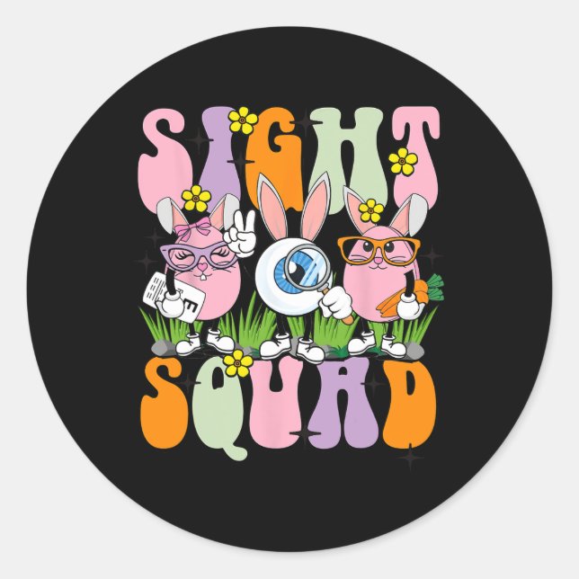 Sight Squad Therapist Optometrist Optometry Bunny  Classic Round Sticker (Front)