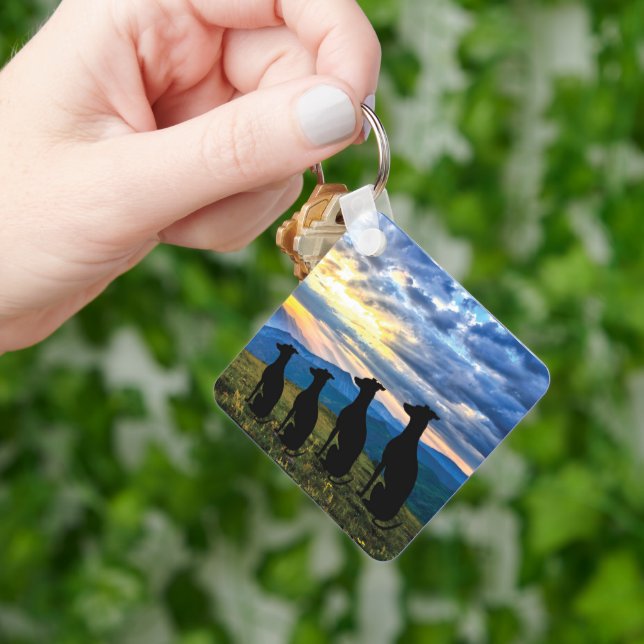 Sighthounds at Sunset Key Ring (Hand)