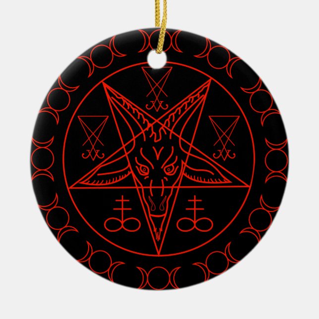 Sigil of Baphomet triple moon and sigil of lucifer Ceramic Ornament (Front)