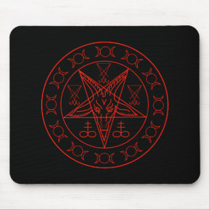Sigil of Baphomet triple moon and sigil of lucifer Mouse Pad