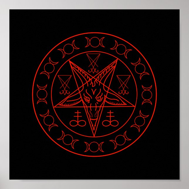 Sigil of Baphomet triple moon and sigil of lucifer Poster (Front)