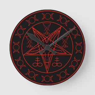 Sigil of Baphomet triple moon and sigil of lucifer Round Clock