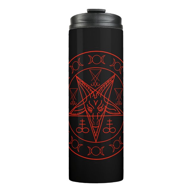Sigil of Baphomet triple moon and sigil of lucifer Thermal Tumbler (Front)