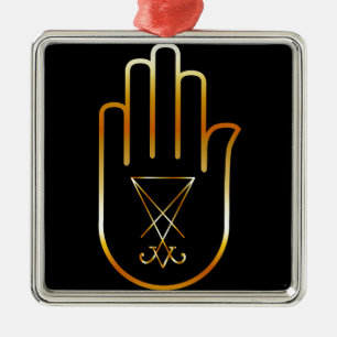 Sigil of Lucifer in a palm Metal Tree Decoration