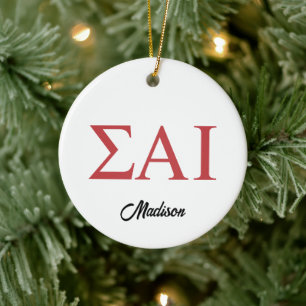 Sigma Alpha Iota Greek Letters Ceramic Ornament