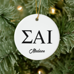 Sigma Alpha Iota Greek Letters Ceramic Ornament