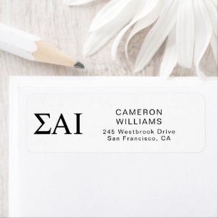 Sigma Alpha Iota Greek Letters Return Address Label
