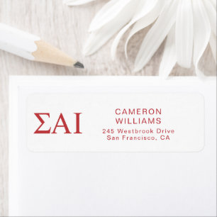Sigma Alpha Iota Greek Letters Return Address Label