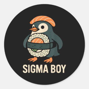 Sigma Boy Italian Brainrot Funny Meme Penguin Classic Round Sticker