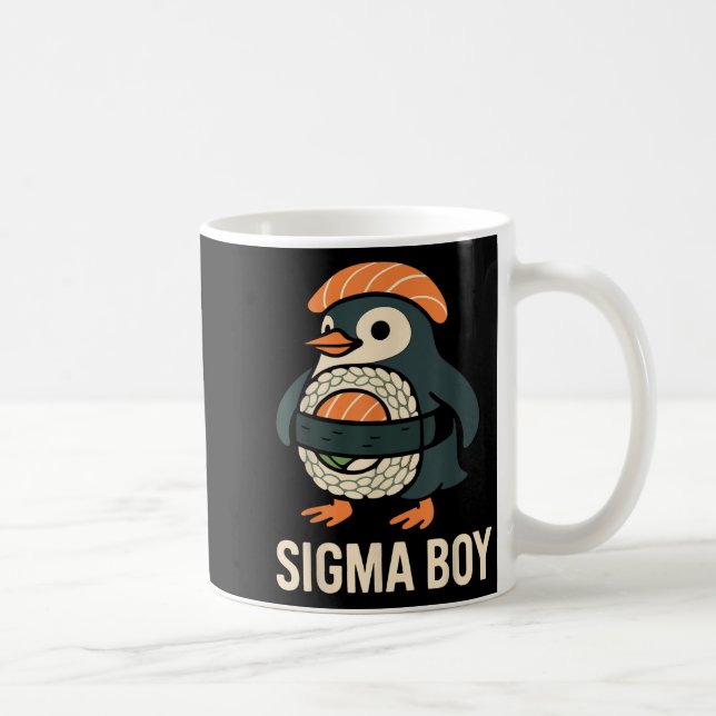 Sigma Boy Italian Brainrot Funny Meme Penguin  Coffee Mug (Right)