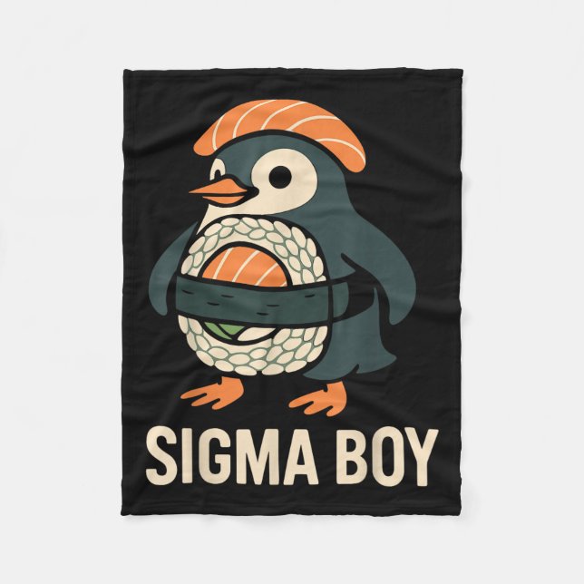 Sigma Boy Italian Brainrot Funny Meme Penguin  Fleece Blanket (Front)