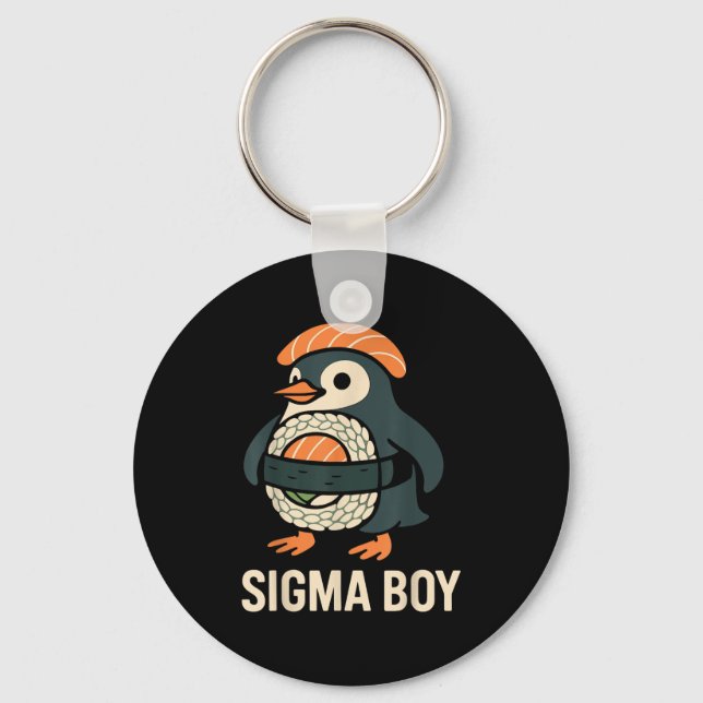 Sigma Boy Italian Brainrot Funny Meme Penguin  Key Ring (Front)