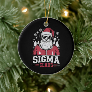 Sigma Claus Cool Santa Christmas Rizz Rizzler Meme Ceramic Ornament
