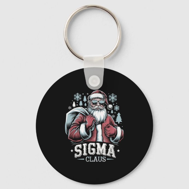 Sigma Claus Cool Santa Funny Christmas Rizz Rizzle Key Ring (Front)