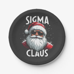 Sigma Claus Funny Gen Alpha Middle School Christma Paper Plate