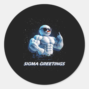 Sigma Greetings Bruh Snowman Rizz Merry Christmas  Classic Round Sticker