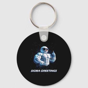 Sigma Greetings Bruh Snowman Rizz Merry Christmas  Key Ring
