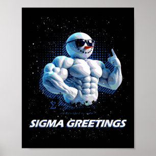 Sigma Greetings Bruh Snowman Rizz Merry Christmas Poster