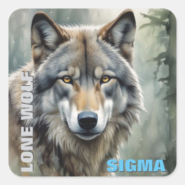 Sigma Male Lone Wolf Square Sticker (Front)