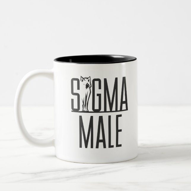 Sigma Male Wolf Lone Loner Meme Two-Tone Coffee Mug (Left)