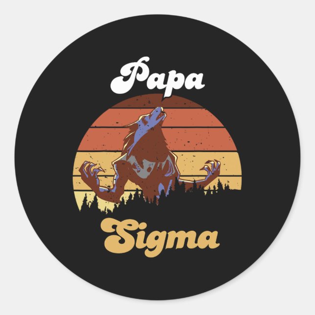 Sigma Papa Wolf Match Tribe Wolves Camping Pack Fa Classic Round Sticker (Front)